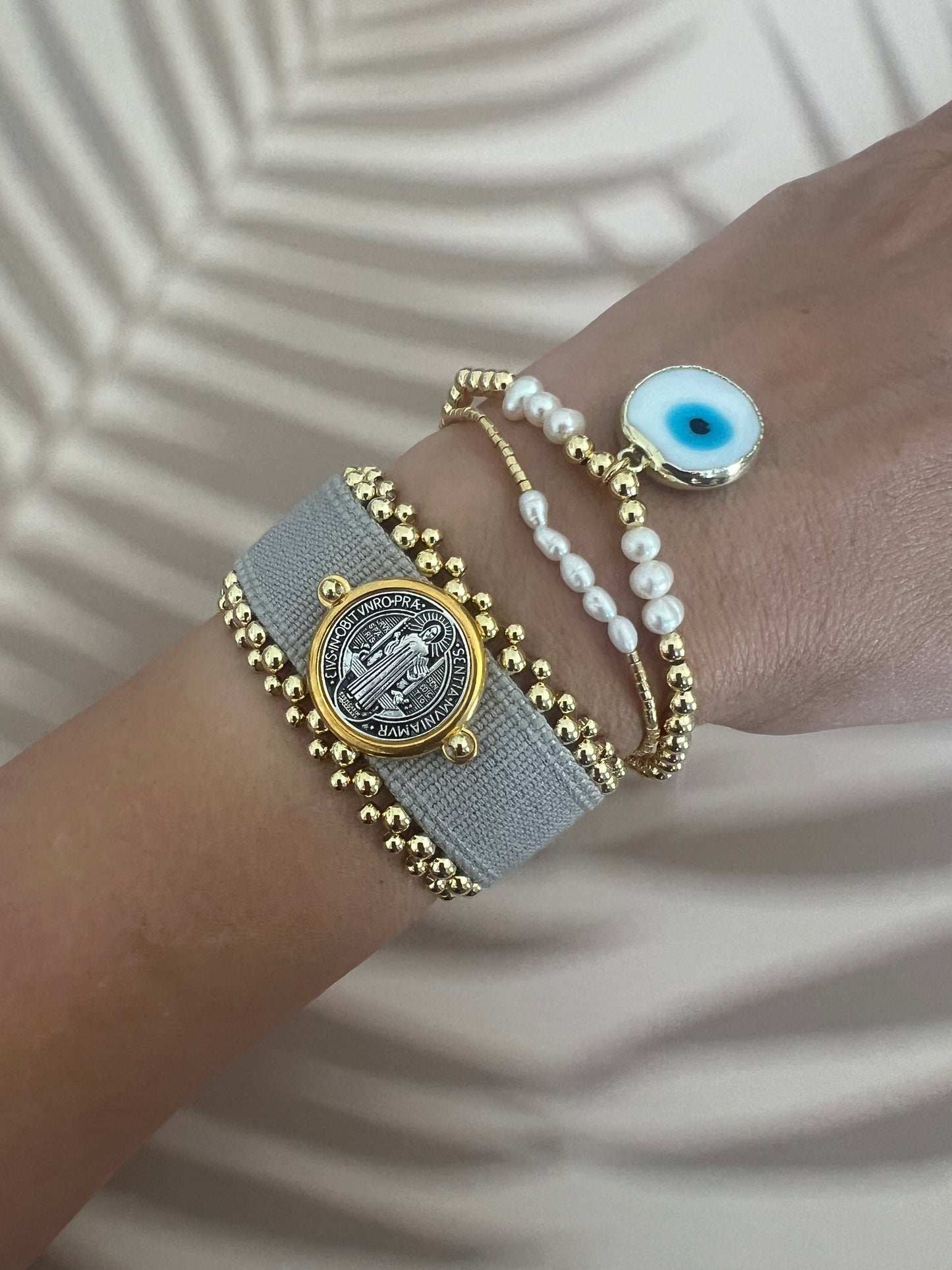 St. Benedict Gray Woven Bracelet - Pulsera San Benito