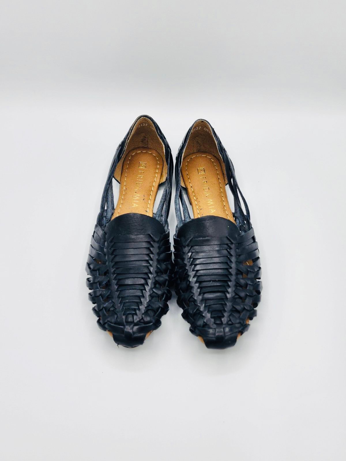 Women's Leather Huarache Sandals - Black Beach