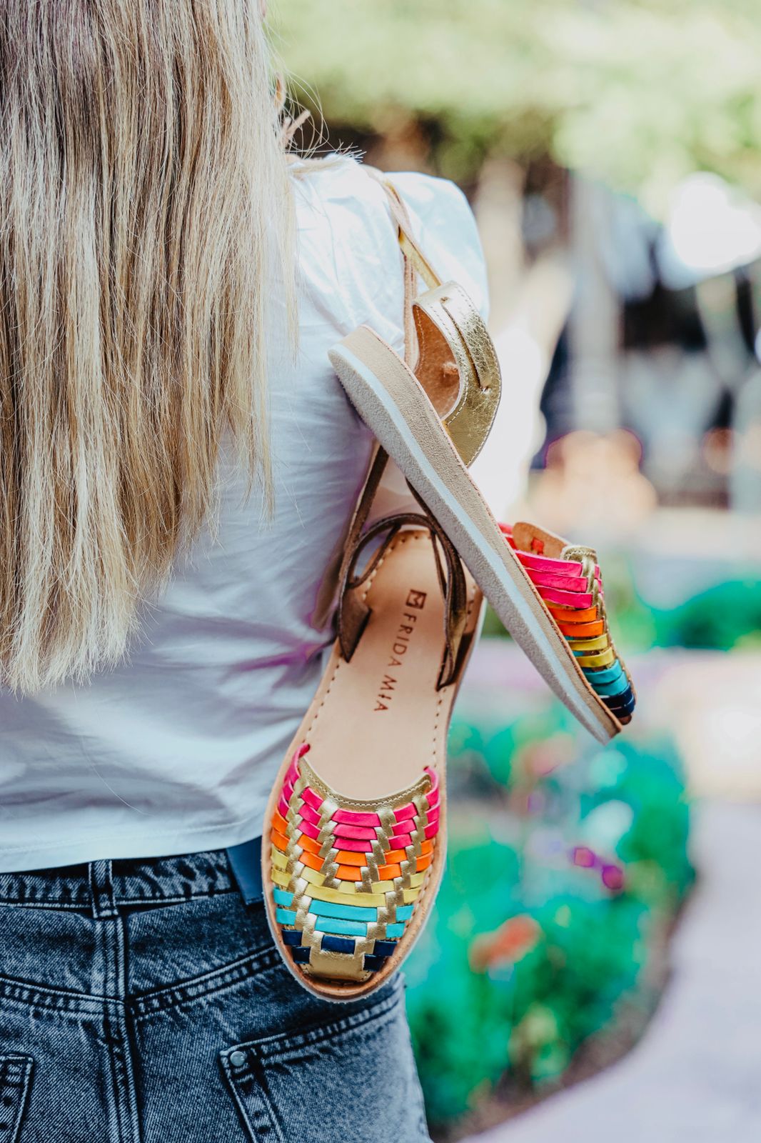 Women's Leather Huarache Sandals - Color Lace Up