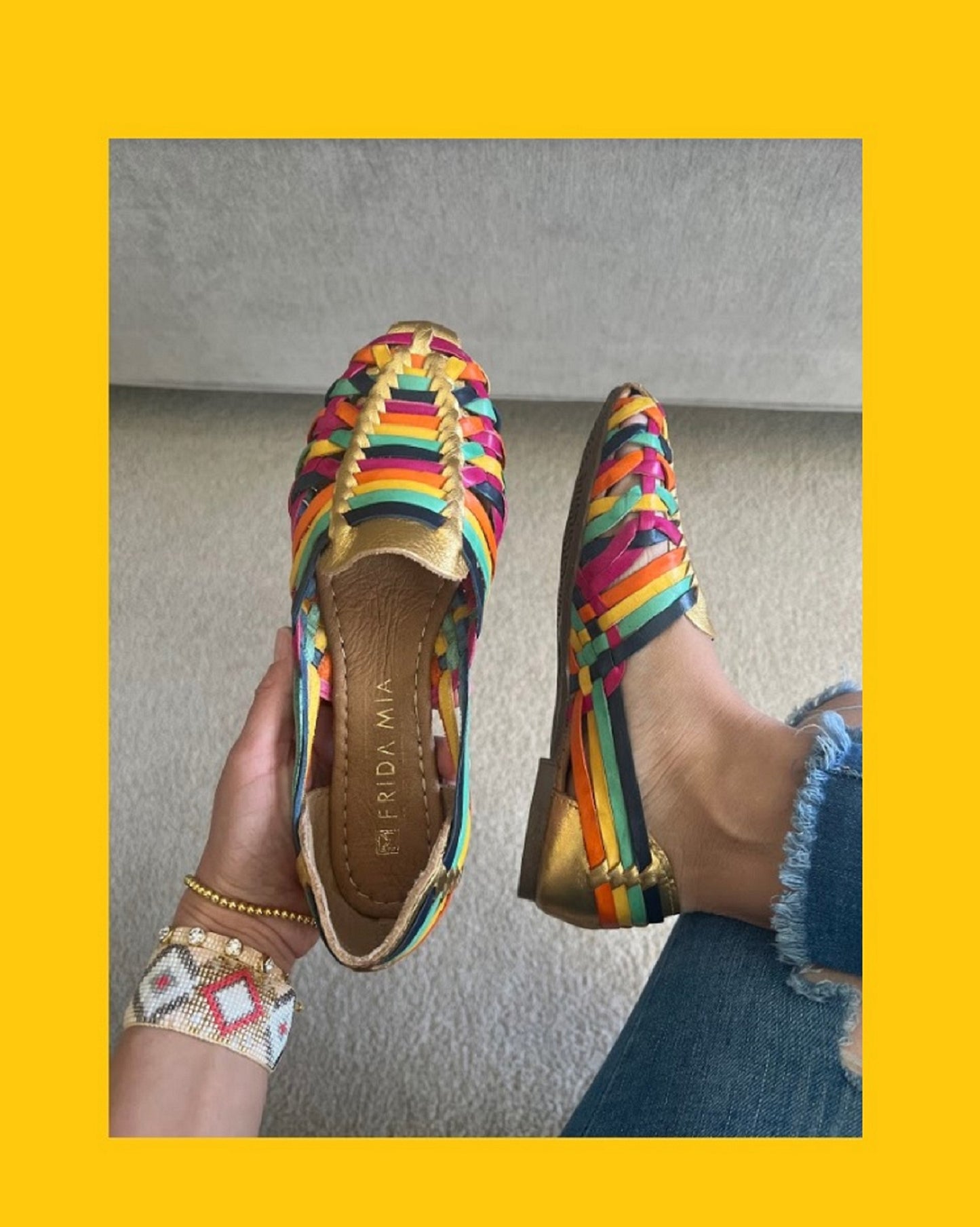 Women's Leather Huarache Sandals - Cancun