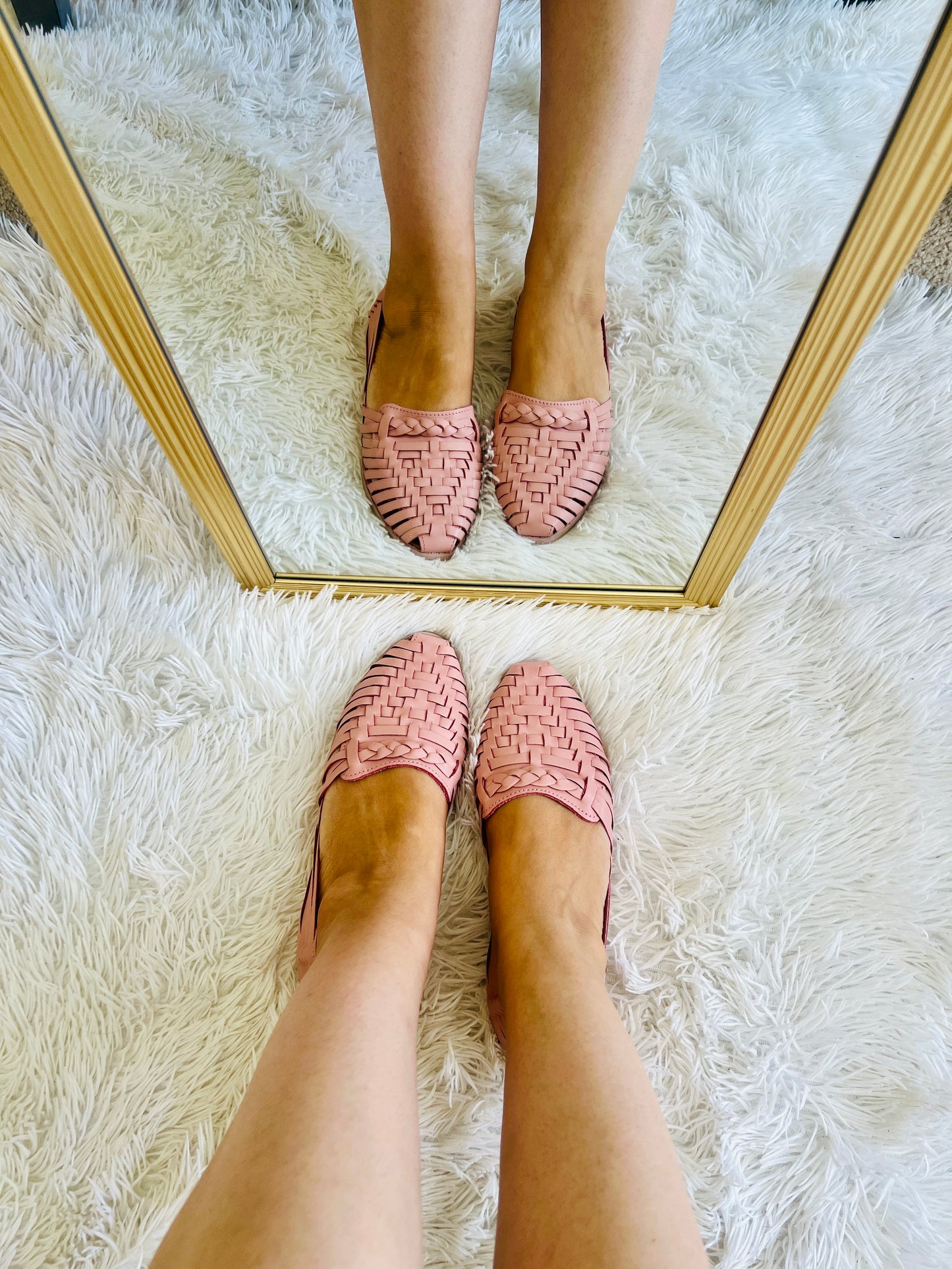 Women's Leather Huarache Sandals - Pink