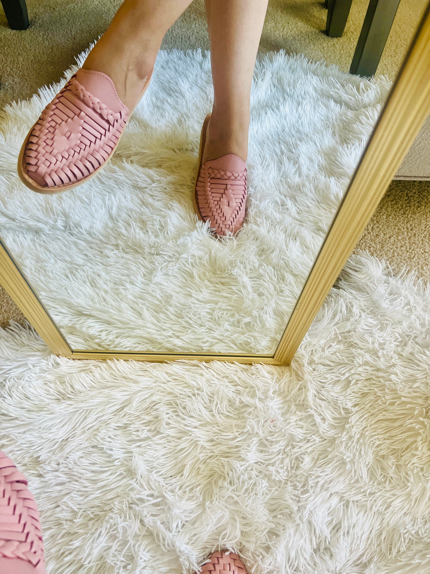 Women's Leather Huarache Sandals - Pink Mule