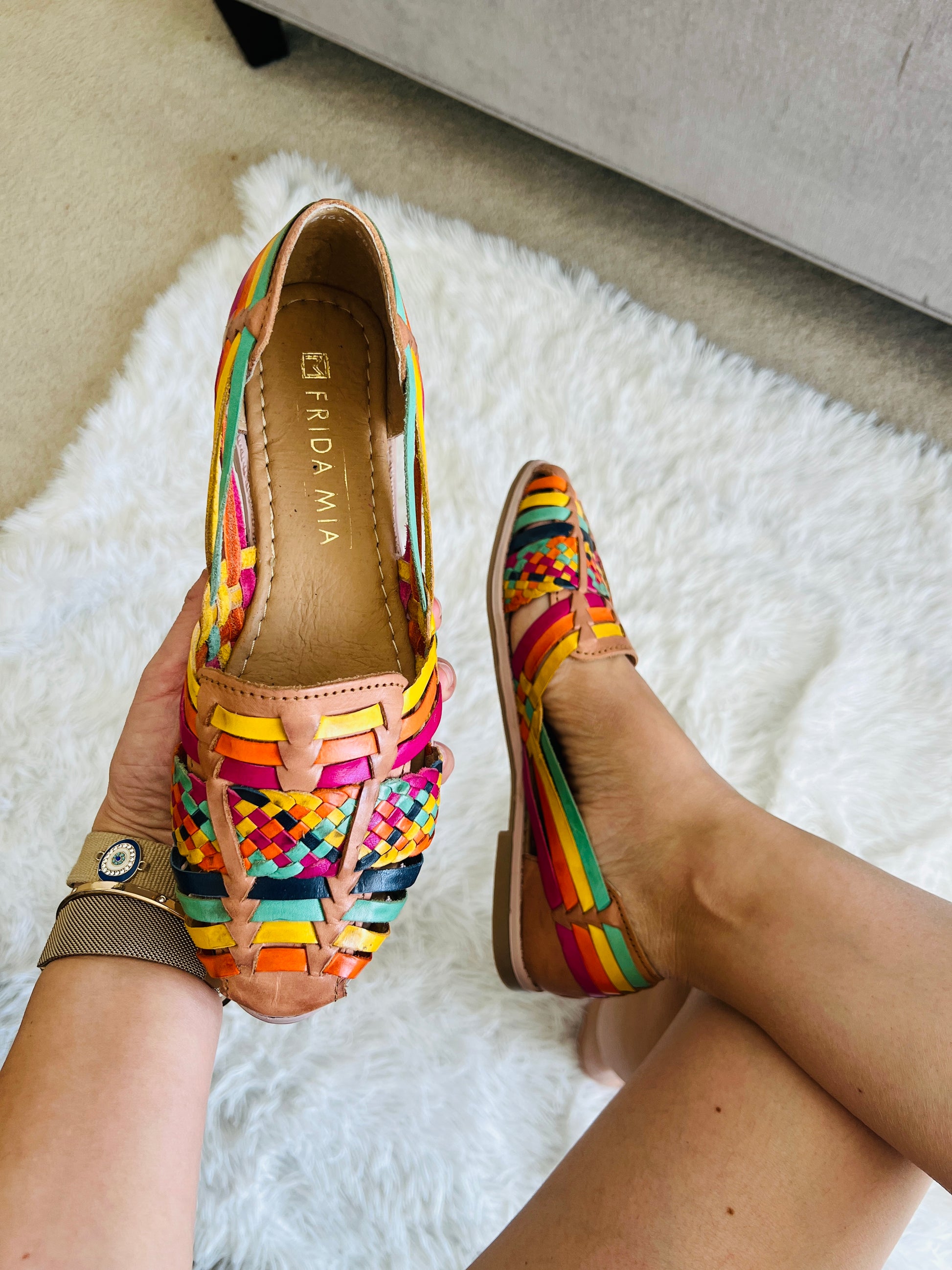 Women's Leather Huarache Sandals Trenza