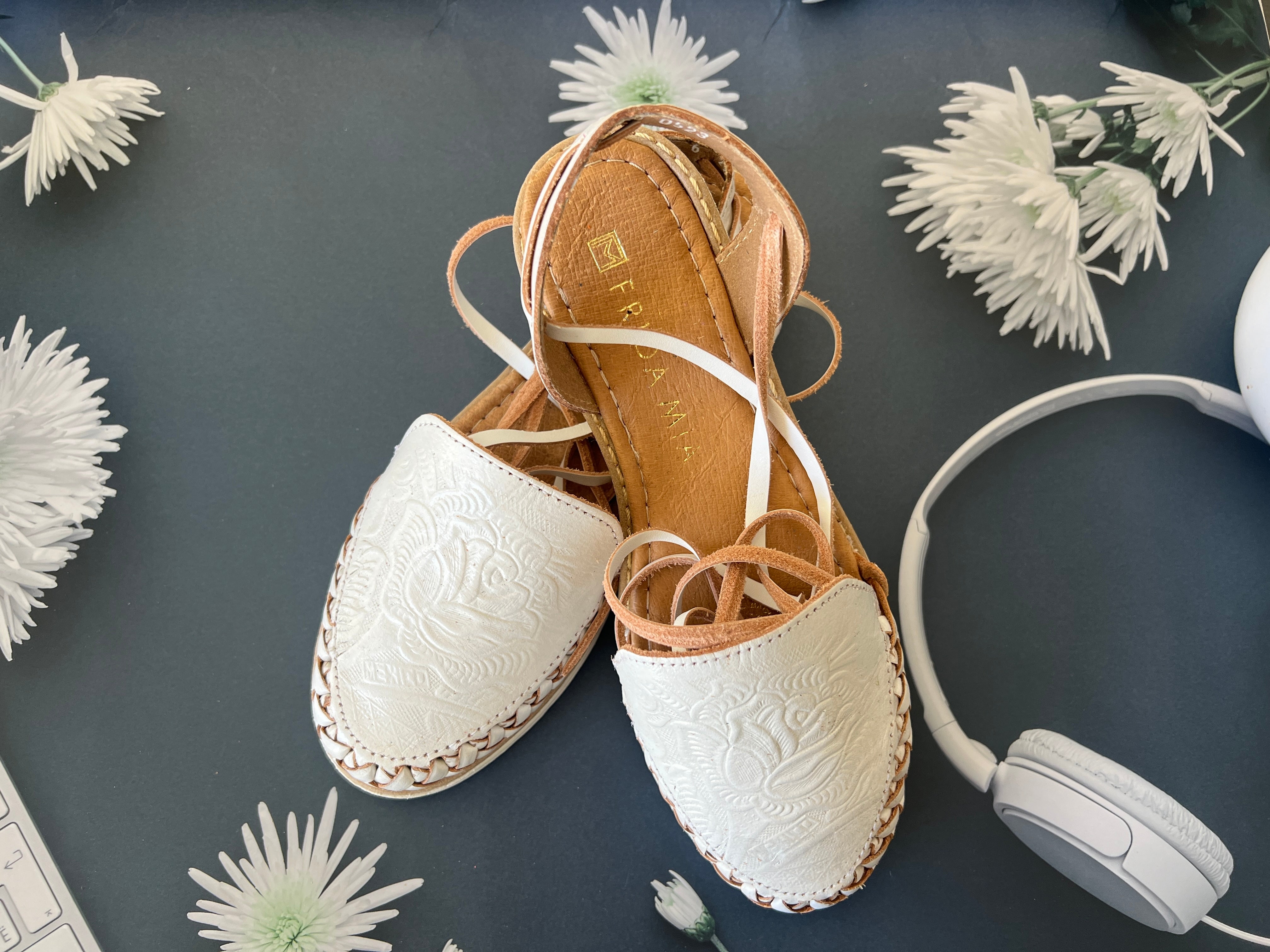 All white leather huaraches best sale