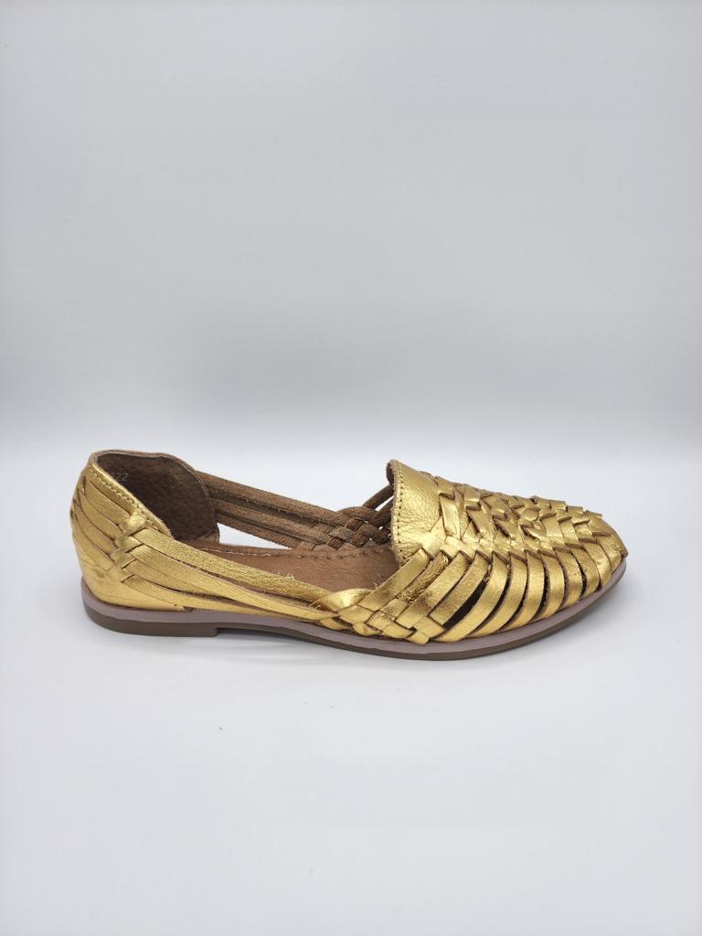 Women's Leather Huarache Sandals - Golden