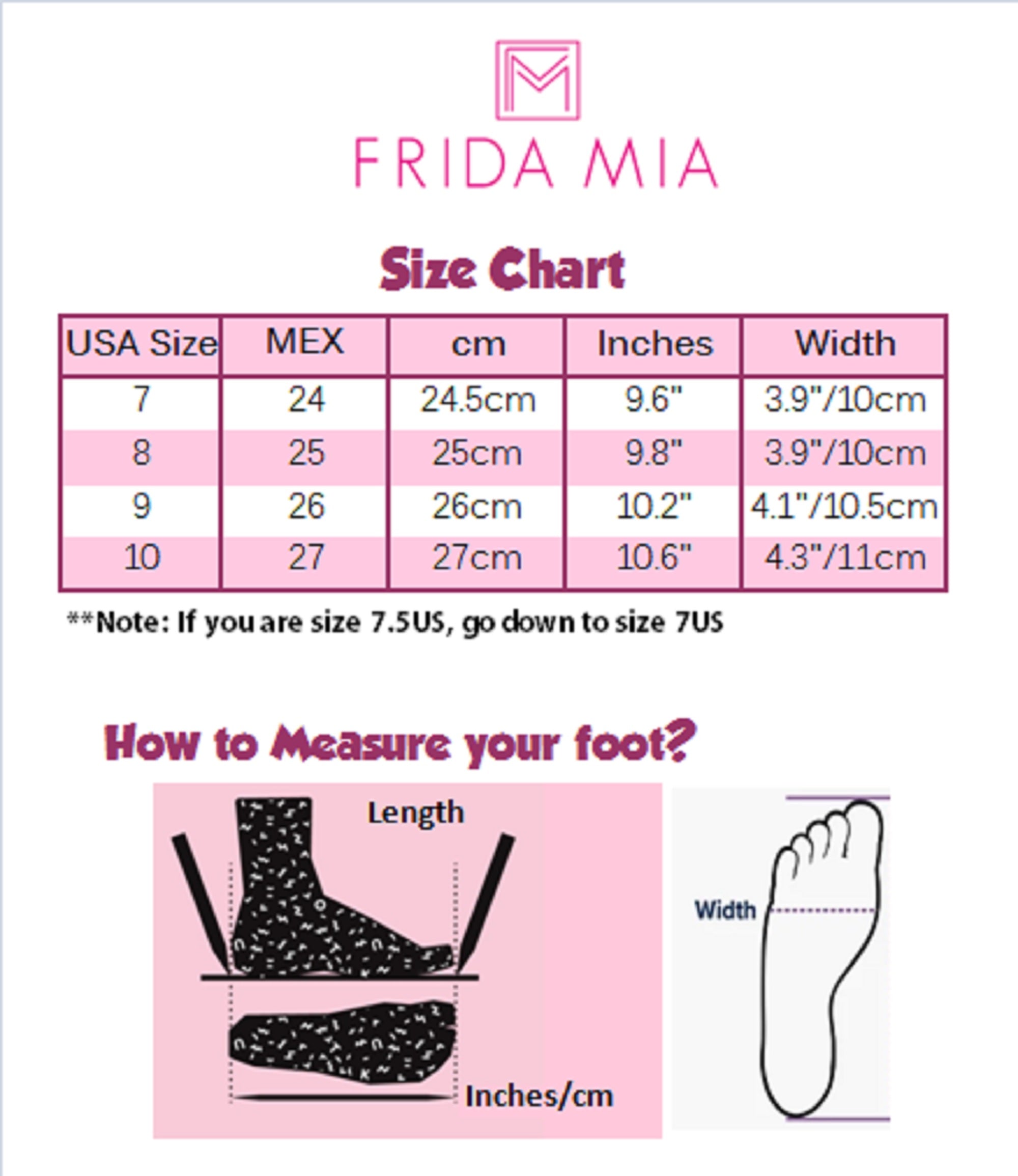 Mexican huaraches size chart sale